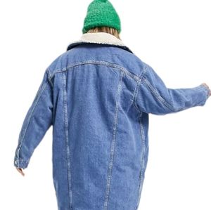 Denim Jacket  Long Sherpa Denm Jacket/ Coat Size L